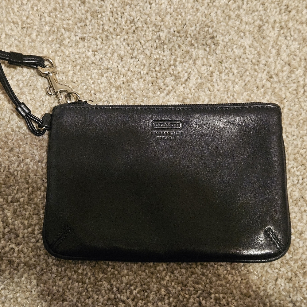 Coach Black Leather Wristlet EUC